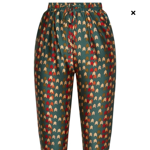 Prettylittlething size 12 Green Chevron Print Cigarette Pants - Picture 3 of 6